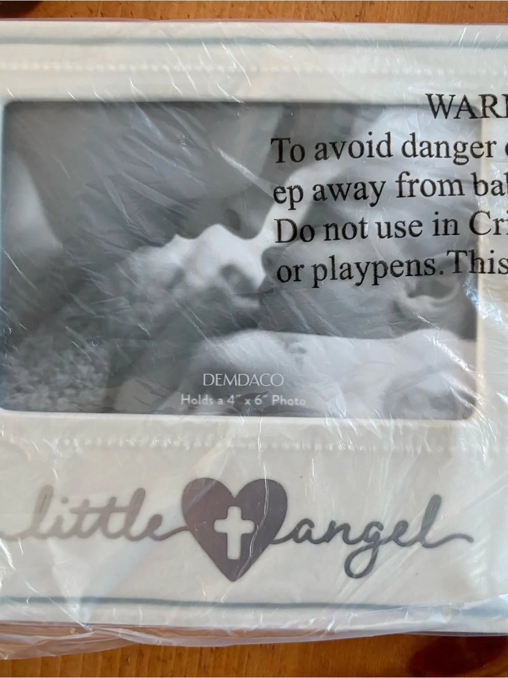 Demdaco White Little Angel Photo Frame with Heart Cross Accent